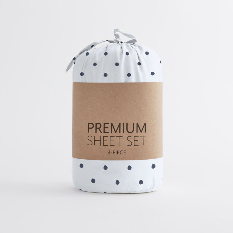Navy Polka Dot Full Microfiber Sheet Set
