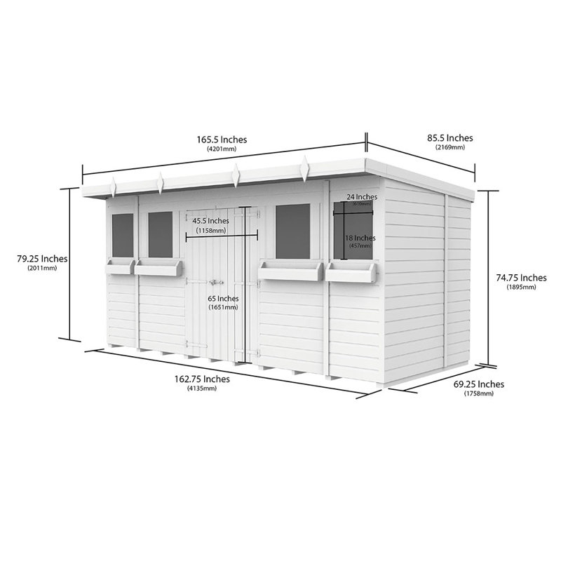 14ft x 6ft Pent Summer Shed