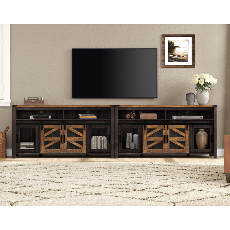 Meuble télé 118 po Cainin, Noir antique / brun