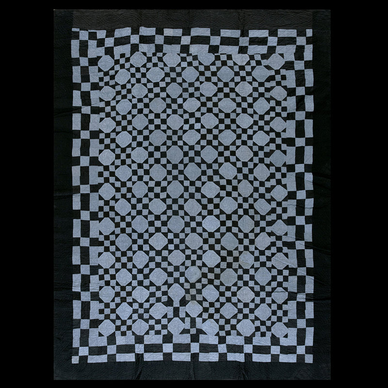 Antique Quilt Hallway Runner Wool Blue Rug