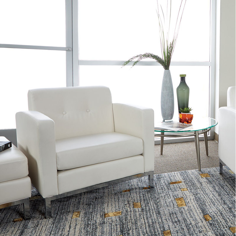 Agadir Faux Leather Accent Chair, White Faux Leather