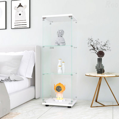 Armoire de rangement en verre avec 3 tablettes à une porte pour le salon, la chambre à coucher, le bureau, le plancher, le plancher, la bibliothèque, l'installation rapide