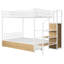 Lit superposé simple au-dessus d'un lit double en métal avec tiroir et échelle de rangement latérale et garde-robe