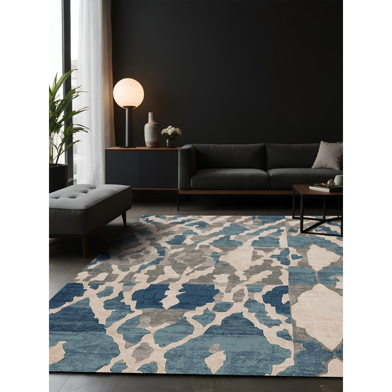Tapis gris soyeux et moelleux, Carré 7 pi