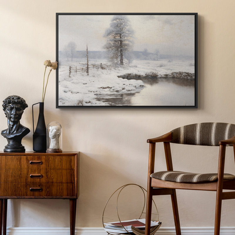 Paysage rétro-xv, Toile avec cadre flottant noir, H 17 po x l 25 po x P 2 po