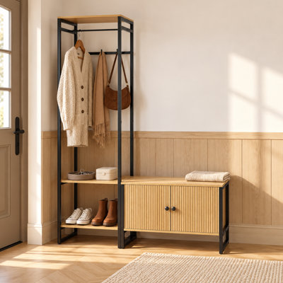 Arbre d'entrée de 43,3 po de largeur avec banc et rangement pour chaussures, banc de vestibule avec rangement pour couloir et entrée