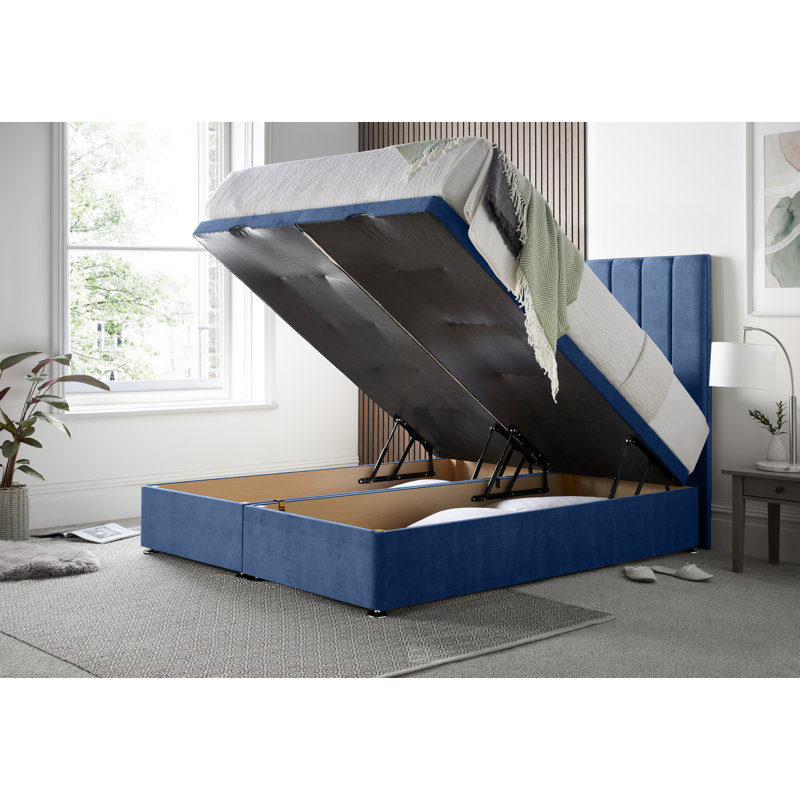 Sara Naple Divan Ottoman with Floor Standing Headboard, Small Double (4'), Blue