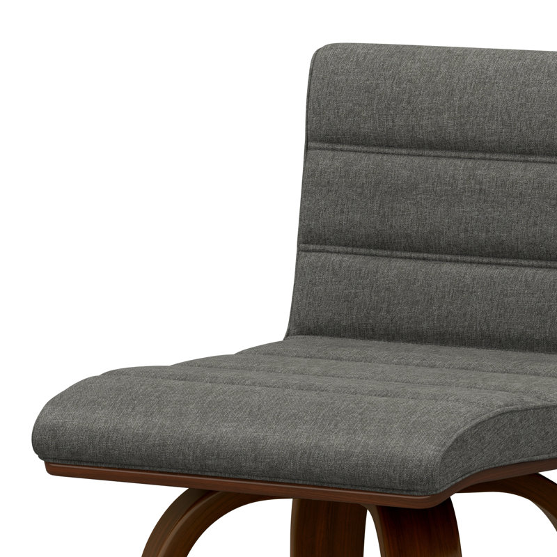 Roland Swivel Upholstered Mid-Century Modern Stool with Padded Seat and Back, Gray, Bar Stool (27.76'' Seat Height)