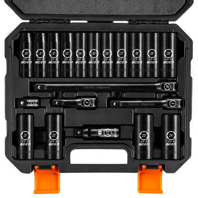 1/2" Drive Metric Deep Impact Socket Set