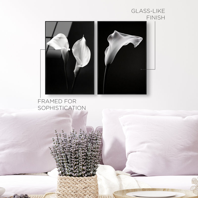Calla Lily Set High-Gloss Frameless Acrylic Glass Wall Art Floral & Botanical Print by Oliver Gal, Ready to Hang, 10 x 15
