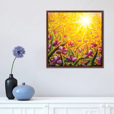 Pink Purple Flowers, Beautiful Field Flowers by Valery Rybakow - Painting on Canvas