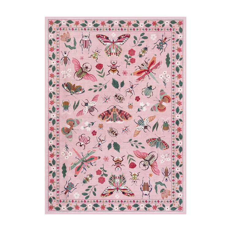 Insect Print Washable Rugs for Living Room Ultra-Thin Non-Slip Modern Bedroom Large Carpet