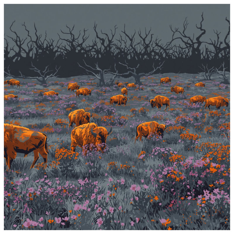 Housses de couette Buffalo In Wildflowers Field, Queen