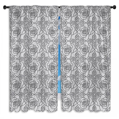 Rideaux de fenêtre à motif floral rose transparent et obscurcissant - 2 panneaux