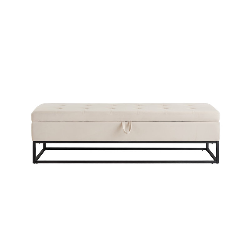 Margarete Velvet Upholstered Storage Bench, Beige