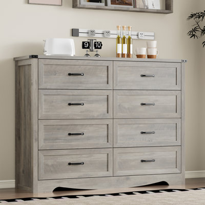 8-Drawer Dresser, Modern Wooden Chest of Drawers with Metal Handles, Anti-Tip Design, Sturdy Storage for Bedroom, Living Room, Home Office