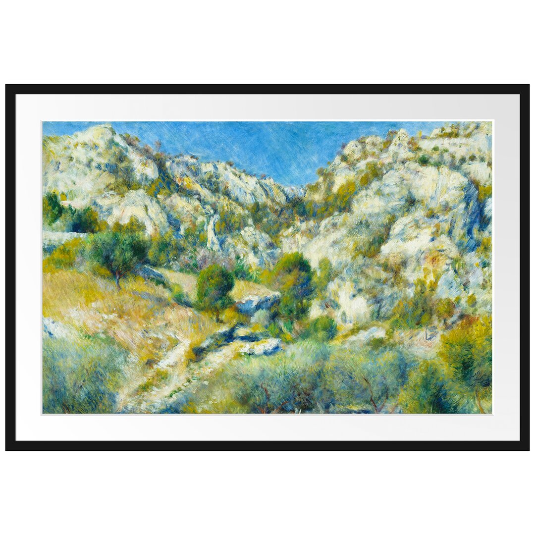 Gerahmtes Leinwandbild Felsenklippe bei Estaque von Pierre-Auguste Renoir