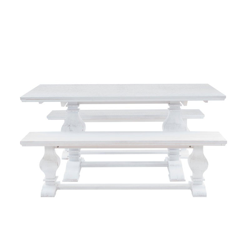 Strickler 6-Person Pine Solid Wood Dining Set, White