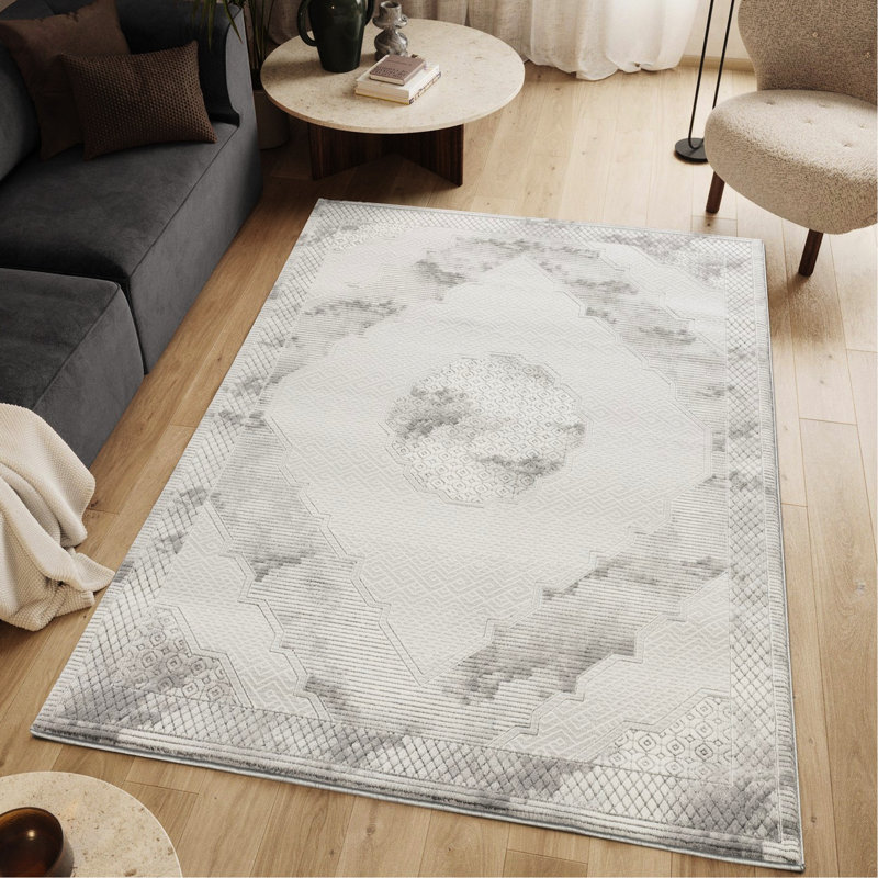 7 pi 10 po X 6 po, tapis, motif médaillon, + gris, fabriqué à la machine, style traditionnel et classique, 100%, envers en jute, et coffre-fort pour animaux de compagnie rectangulaire gris fabriqué à la machine avec style victorien Mid-Century