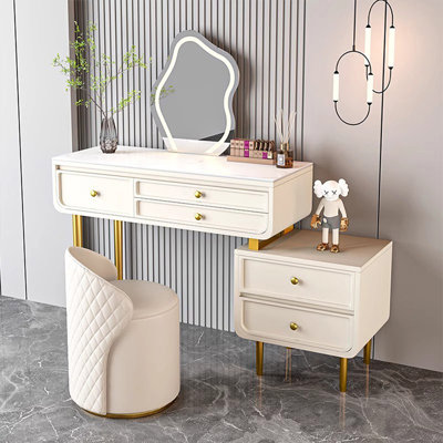 Makeup Vanity with Light mirror,5 drawers,1 chair