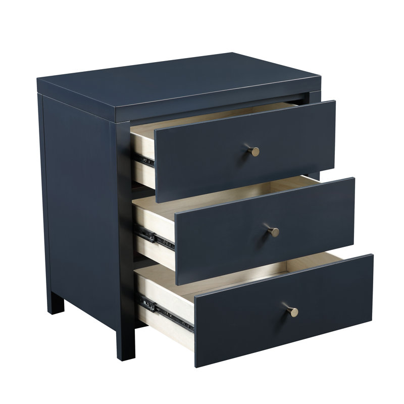 Table de chevet 3 tiroirs Nevarre - Bleu minuit, Bleu très foncé