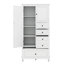 Grande armoire de rangement pour salle de bain avec 2 portes et 4 tiroirs de différentes tailles, armoire de rangement autoportante avec tablettes réglables pour la salle de bain et la cuisine