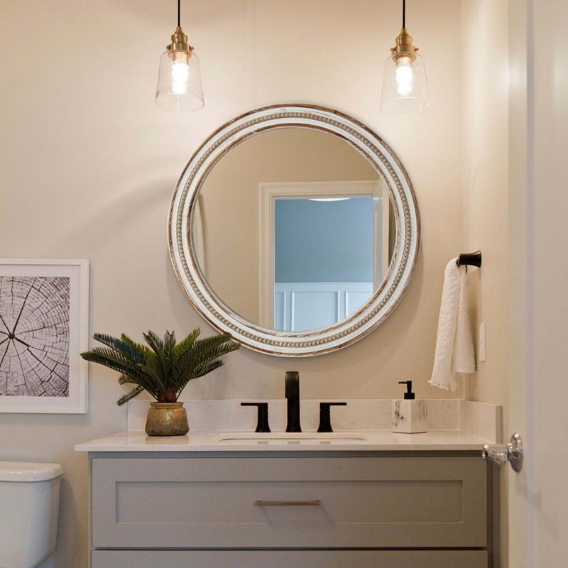 Miroirs décoratifs ronds en bois 23,62 pouces pour la décoration murale