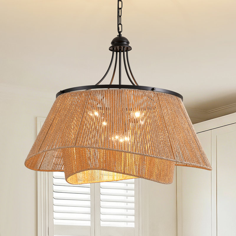 8 - light 31.49" Handmade Rattan Chandelier