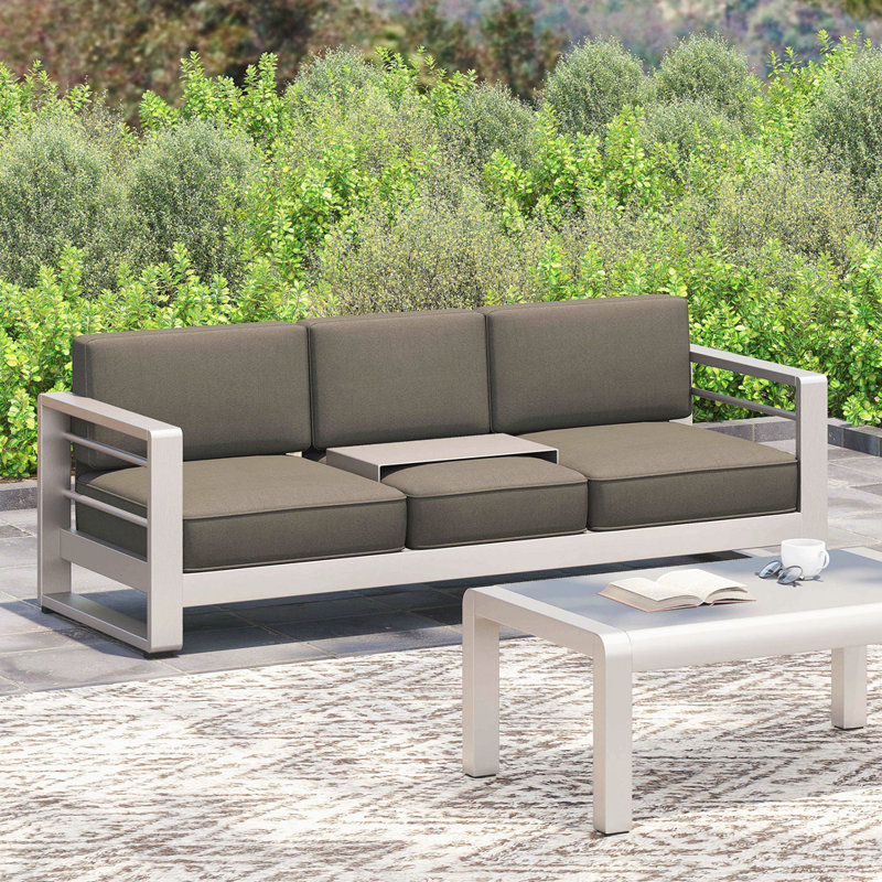 CAPE CORAL 2 SEATER SOFA W/ METAL TRAY, Gray