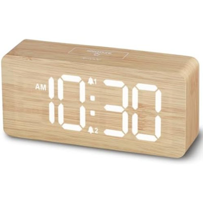 Wooden Digital Alarm Clocks for Bedrooms with 0-100% Dimmable Display