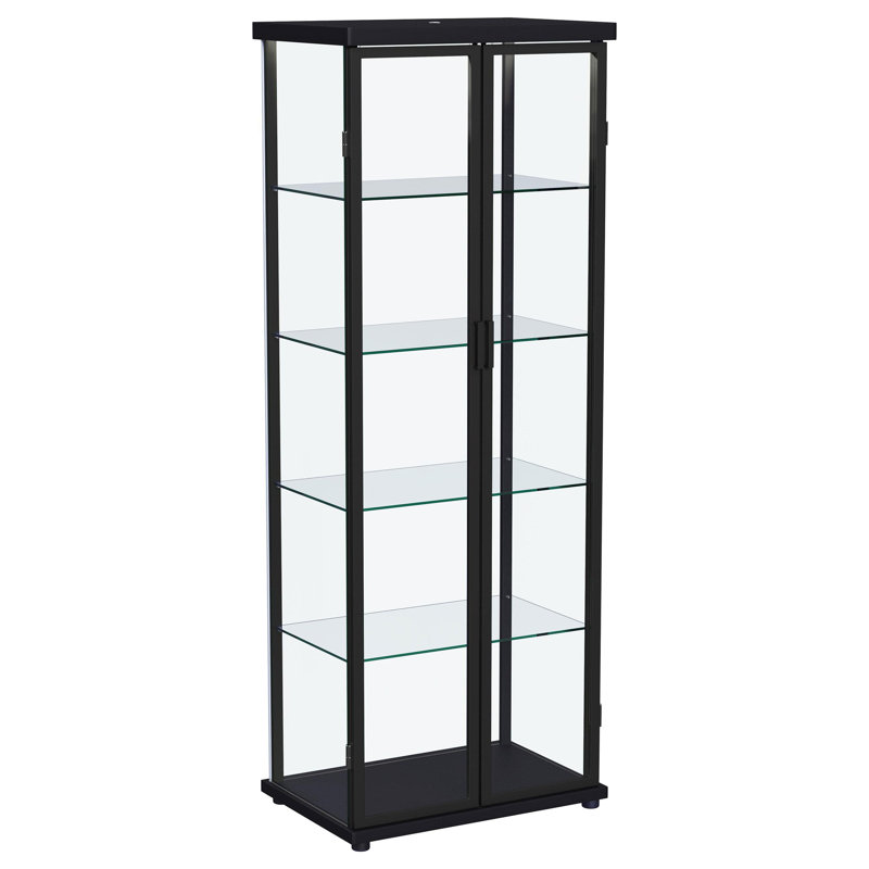 5-shelf Display Curio Cabinet with LED Lighting, Noir