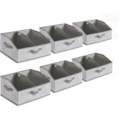 Set Of 6 Foldable Fabric Storage Bins With Removable Dividers And Handles For Closet And Living Room Organization