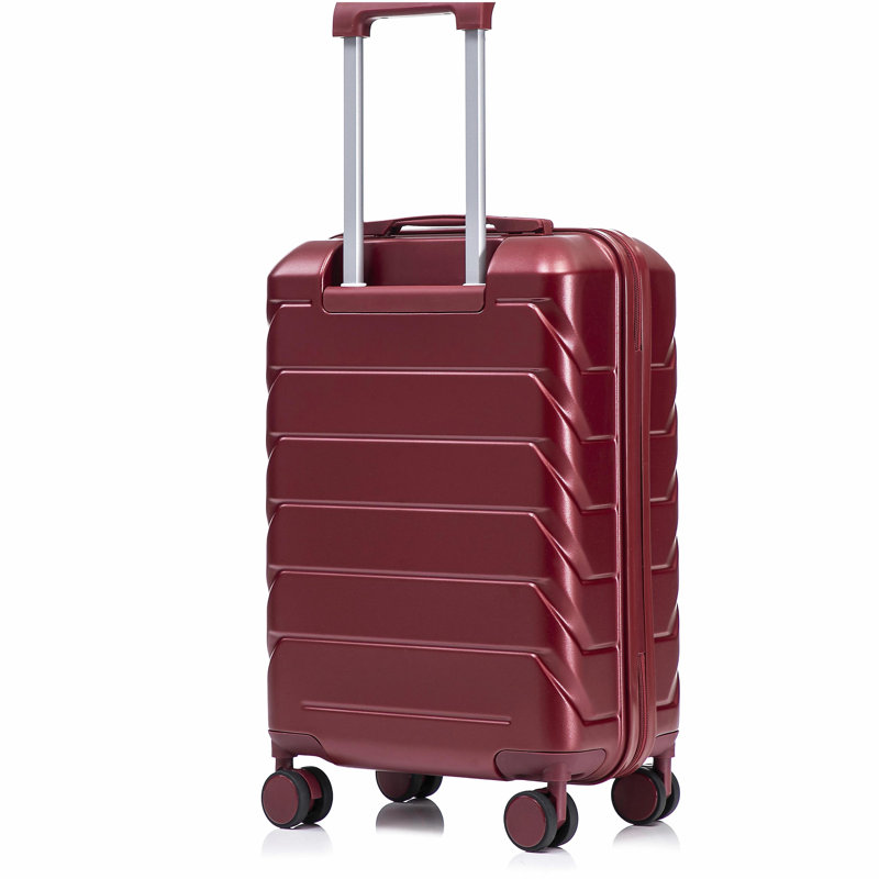 14"/20" 2 pcs/set in ABS Spinner Wheel Luggage, with Combination Lock,14" Cosmetic Case (WINE RED)