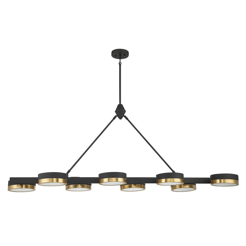 Ashor Matte Black and Brass 8-Light LED Linear Chandelier