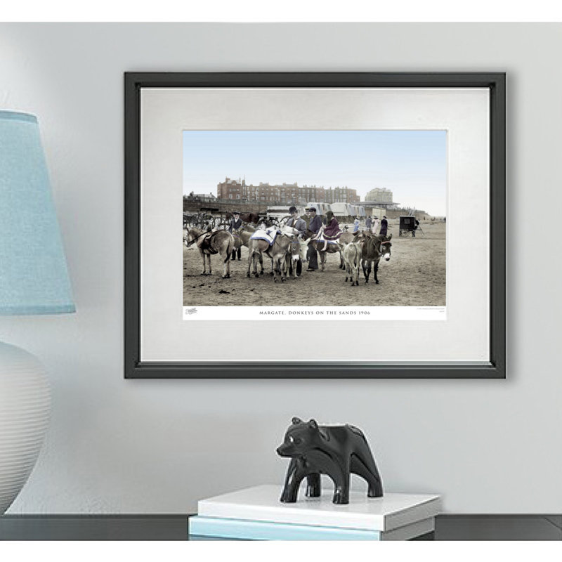 Margate, Donkeys On The Sands 1906 by Francis Frith - Single Picture Frame Print, 45cm H x 60cm W x 2.3cm D