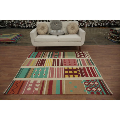 Square Wool Geometric Kilim Area Rug 6x6