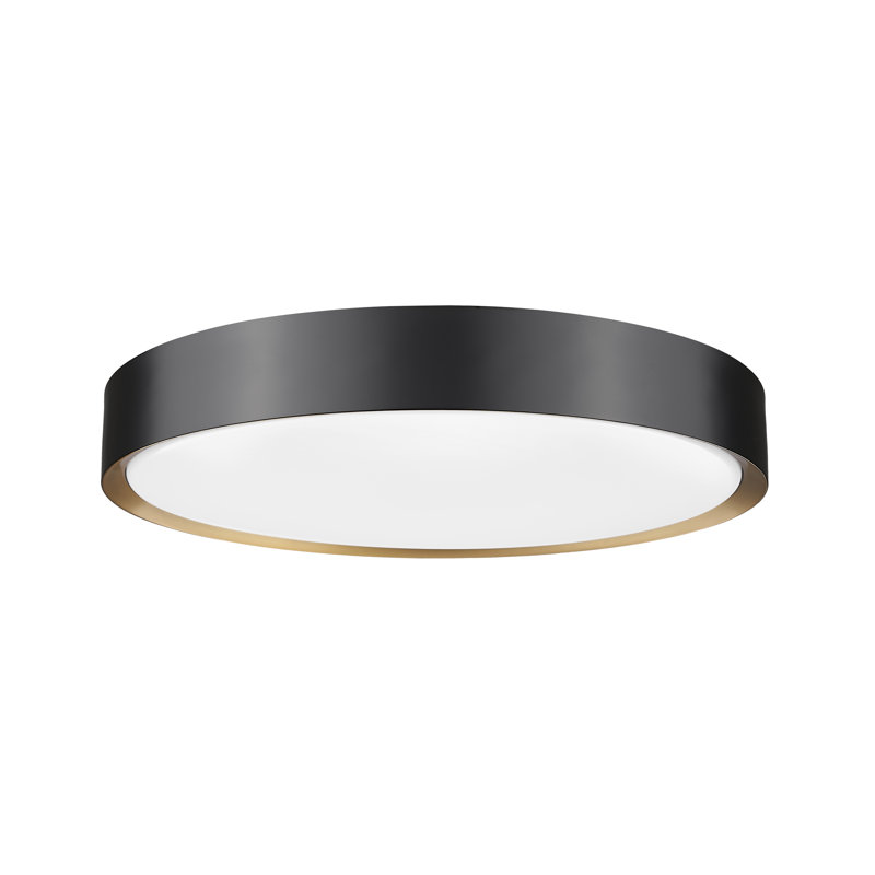 Plafonnier encastré 1 lumière Asalah, H 3 po x l 20 po x P 20 po, Noir mat / Or