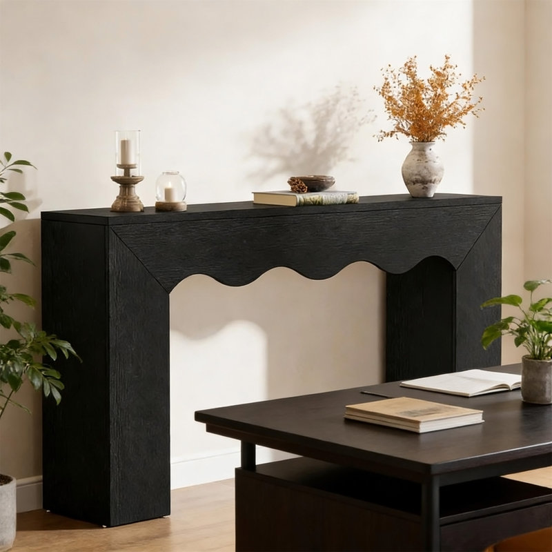 Table basse de style bord ondulé, Black