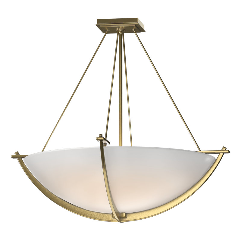 Compass 3 - Light Semi Flush Mount, Opal White, 24.1" H x 27.4" W x 27.4" D, Modern Brass
