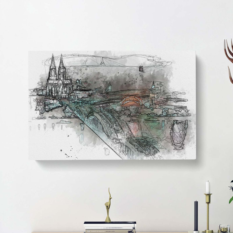 Cologne Skyline In Abstract - Wrapped Canvas Print, 40cm H x 60cm W x 3cm D
