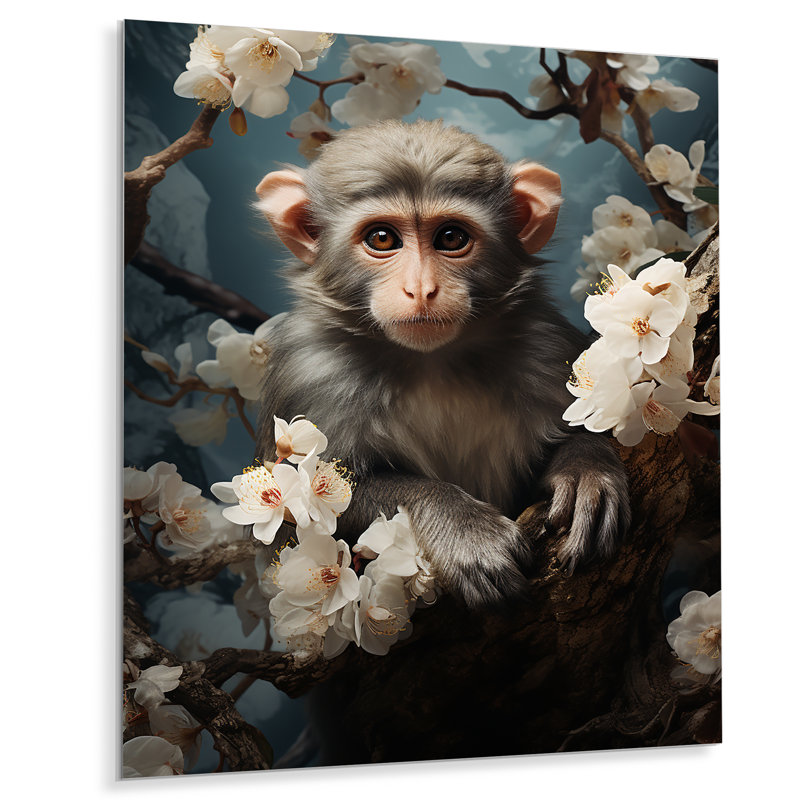 Palette de singe gris au printemps, H 20 po x l 12 po x P 1 po