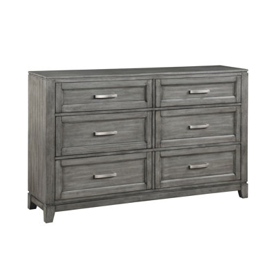 Garretson Farmhouse 61" W Rustic Gray 6-Drawer Bedroom Dresser Chest of Drawers