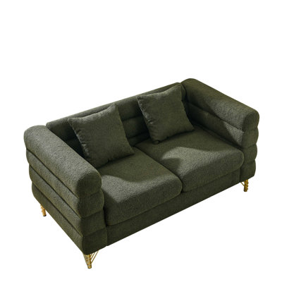 Oversized 2 Seater Sectional Sofa, Living Room Comfort Fabric Sectional Sofa-Deep Seating Sectional Sofa, Soft Sitting with 2 Pillows for Living Room, Bedroom, Office, teddy