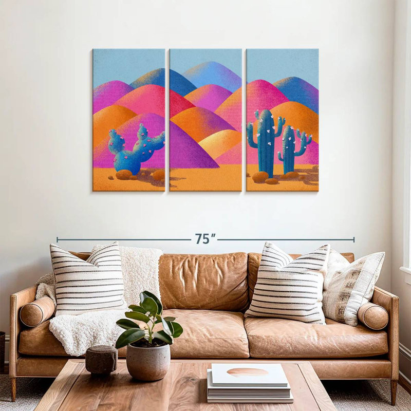 Vibrant désert de cactus Saguaro, H 36 po x l 57 po