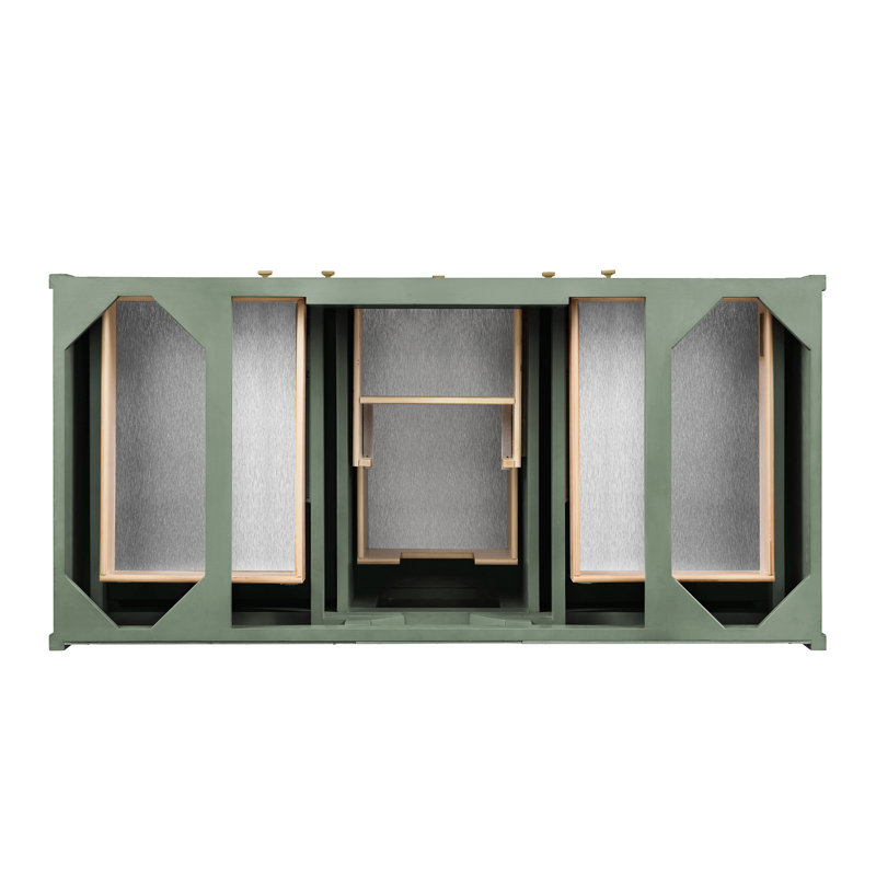 Base de meuble-lavabo simple l 48 po Chicago, Céladon fumé, Laiton champagne