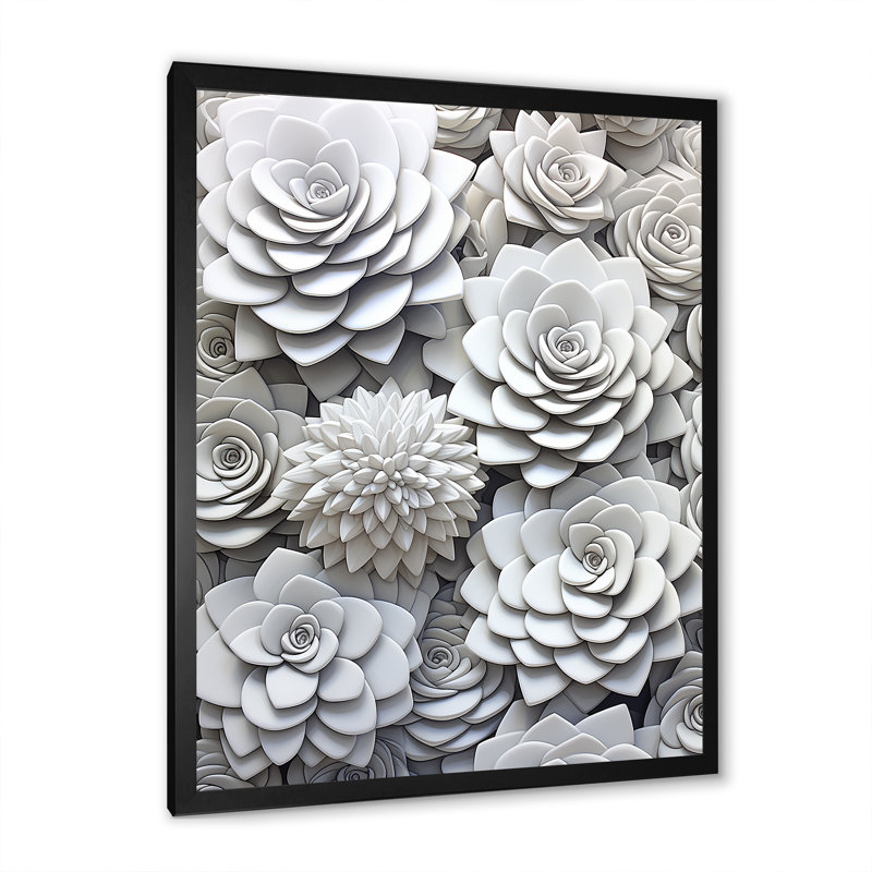 Minimalisme noir et blanc succulent, H 20 po x l 12 po x P 1 po, Cadre simple noir