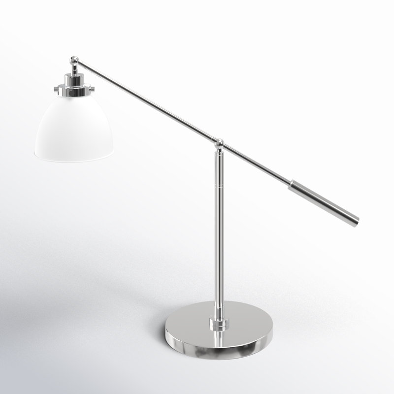 Walter Metal Desk Lamp, Matte White, Polished Nickel