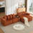 137.5" U Shaped  Sofa , USB & Wireless Charge, Coffee Table Board With a Cup Holder, Oversize Movable Modular Sofa,Movable Footstool,No Assembly,6 Seats,Corduroy,Orange-767511501