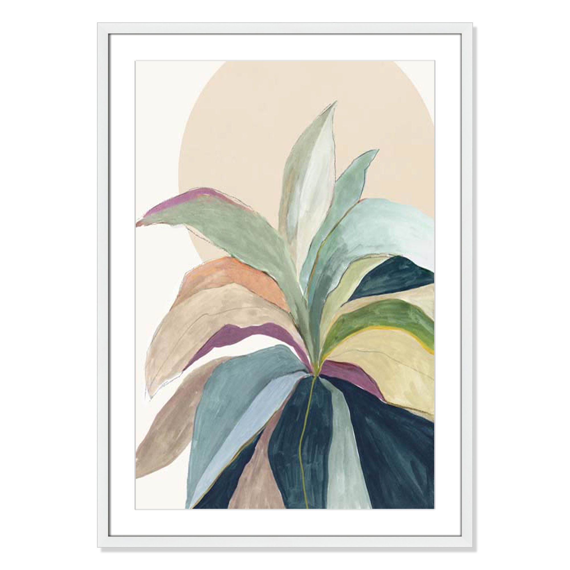 Sherbrooke Sunny Bright Leaves II by Asia Jensen Print, Yes, 35.5" H x 25.5" W x 1.25" D, White Single Picture Frame