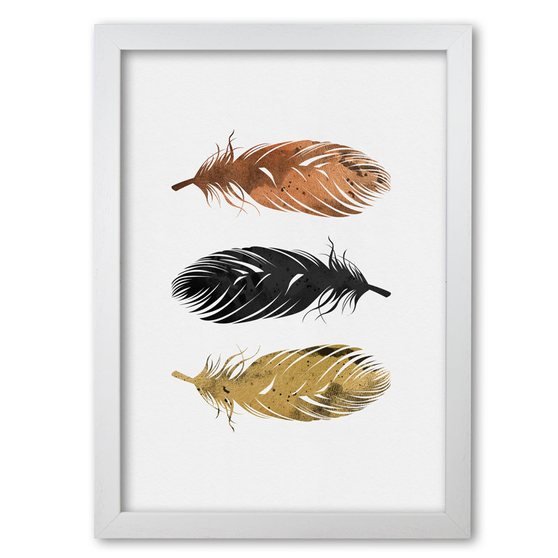 Feathers - Print, White Grain Frame, 85 cm H x 60 cm W x 5 cm D
